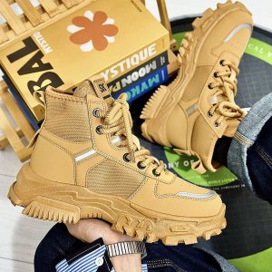 (image for) B218-1904-P55 trendy men's thick-soled boots new 2023 rhubarb boots workwear outdoor shoes