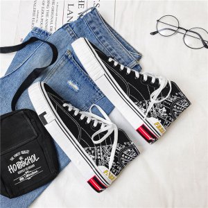 (image for) X1421P55 Men's Shoes 2021 Male Student Shoes New Spring High-top Casual Sports Korean Style Trendy Canvas Shoes