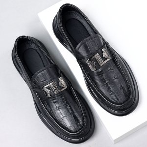 (image for) x3148-p255 autumn sheepskin casual shoes men's fashion slip-on men's shoes soft sole soft surface bean shoes men's shoes