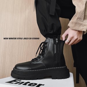 (image for) Martin boots British style motorcycle boots high-top leather boots trendy Hong Kong style 2024 autumn and winter new boots men's boots large size