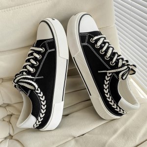 (image for) B218-1429-P55 tilted head mango low-cut canvas shoes for men with color matching laces, trendy and versatile sports style