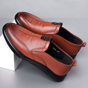 (image for) New first-layer cowhide men's leather shoes, one-on-one business casual men's shoes, genuine leather soft-surface non-slip dad shoes