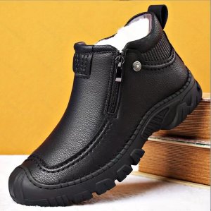 (image for) X3537-P145 cotton shoes for men new winter plus velvet and thickened wool all-in-one casual high-top warm leather shoes